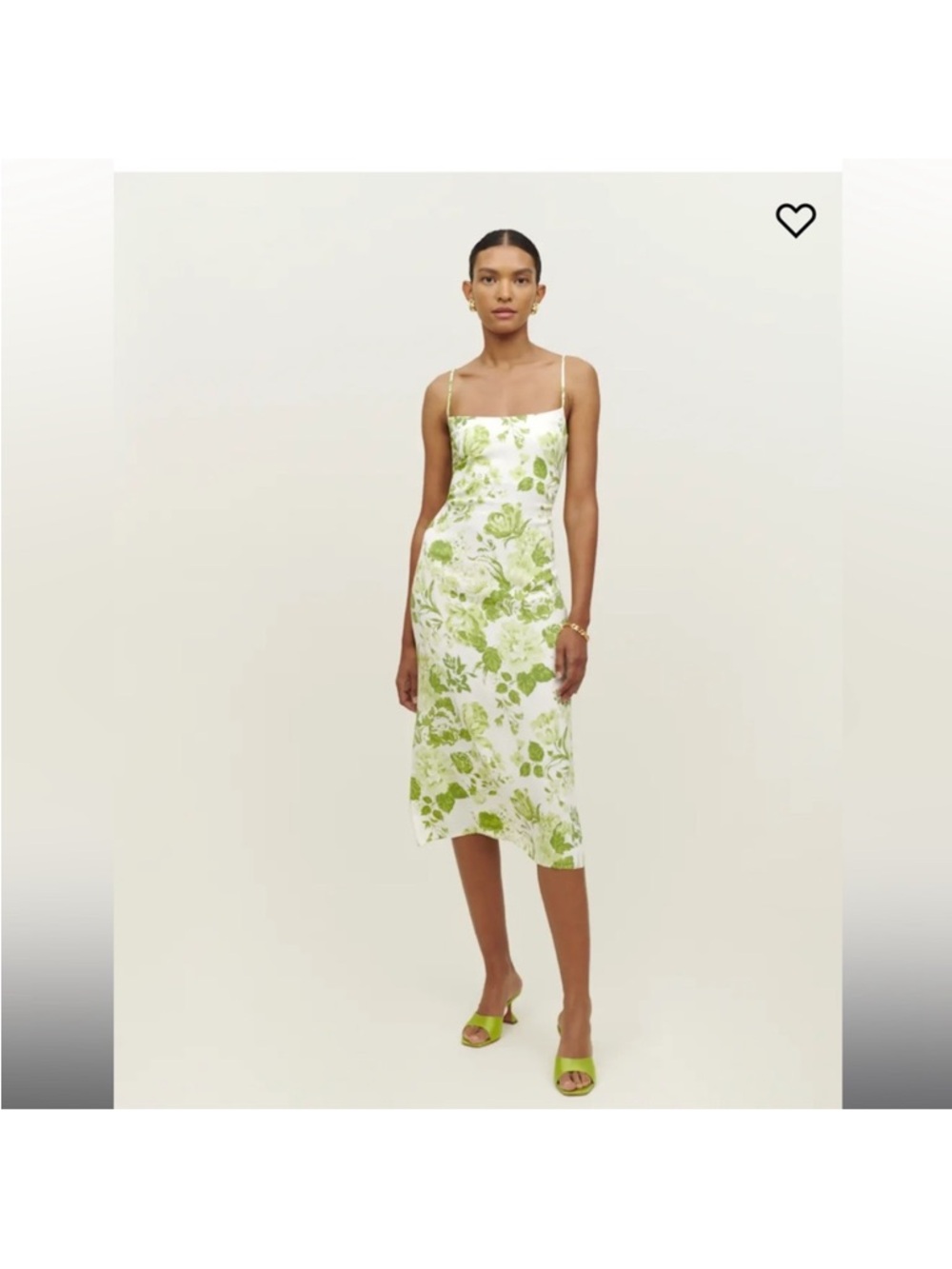 Reformation Dover Green Floral Slip Dress